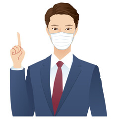 マスクをした若い男性　ビジネスマン