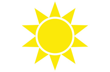 The sun icon, vector illustration. yellow sun silhouette on a white background. Flat design.
