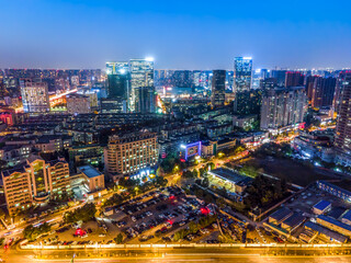 Fototapeta na wymiar Aerial photography of Hangzhou, Zhejiang, city architecture landscape skyline panorama twilight