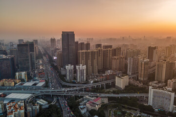 Aerial photography of the architectural landscape on both sides of the Pearl River in Guangzhou