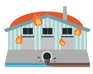 工場　火災による汚水の流出