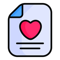 Love letter, paper color outline icon collection for valentine day.