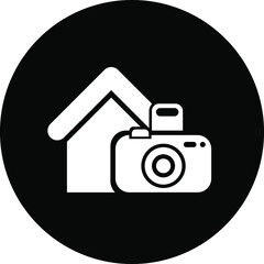 Home photography icon. Photography studio location, home studio icon.