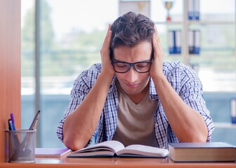 Student studying at home preparing for exam