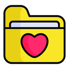love folder, document color outline icon collection for valentine day,