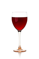 Red wine glass isolated on white background