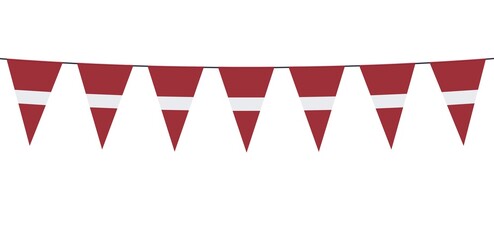 Garland banner in the colors of Latvia on a white background 