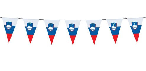 Garland banner in the colors of Slovenia on a white background 