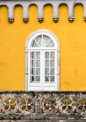 The door to the balcony in the Pena National Palace in Sintra town, Portugal