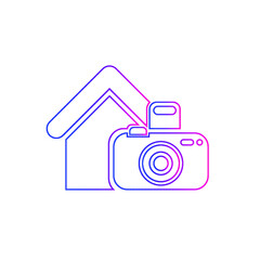Home photography icon. Photography studio location, home studio icon.