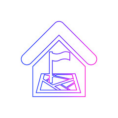 Location pointer icon. Home, house, hotel, restaurant, office, shopping mall location icon. Find home, address, search map and GPS tracking icon.