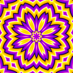 Violet flower. Motion illusion. Seamless pattern.