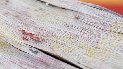 Fototapeta premium The surface of the wood with the false color came off.
