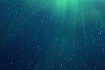 Sun beams shinning underwater . Trendy color classic blue background.