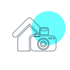 Home photography icon. Photography studio location, home studio icon.