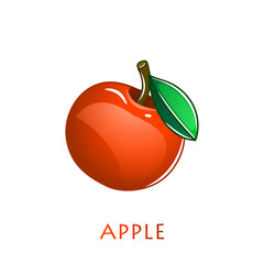 Red apple fruit. Vector illustration cartoon flat icon isolated on white.