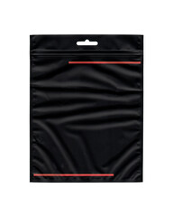 A black plastic box with holes, used to store small items, isolated on a white background.
