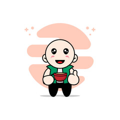 Fototapeta premium Cute men character holding a cup of coffee.