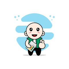 Cute men character holding a presentation results.