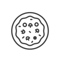 Pizza in cartoon icon. Modern outline on white background