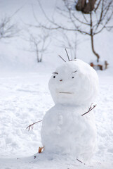 雪だるまと雪の風景