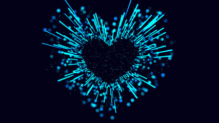 Obraz premium Neon Lights Love Heart And Romantic Abstract Glow Particles 