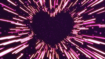 Neon Lights Love Heart And Romantic Abstract Glow Particles
