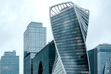 Fragment of a complex of high-rise office buildings. High quality photo