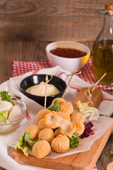 Fried Mozzarella cheese balls.