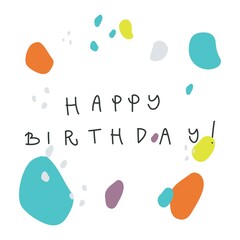 Greeting card design. Happy birthday Vector hand drawn illustration