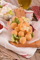 Fried Mozzarella cheese balls.