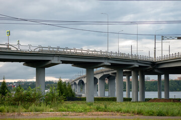 Automobile bridge over the Volga river in the city of Kostroma