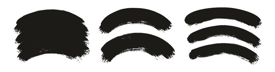 Round Brush Thick Curved Background Artist Brush High Detail Abstract Vector Background Set 