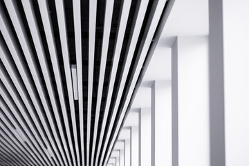 Black and white celling. Parallel lines. background 
