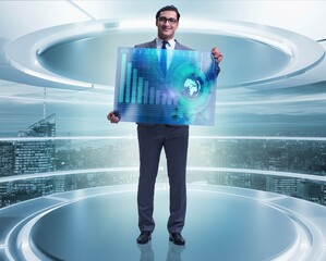 Businessman trading in world stock market