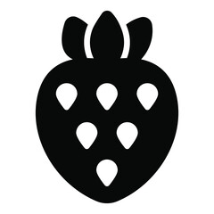 strawberry, fruit black simple icon decorative element for valentine's day.