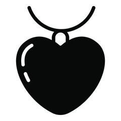 neckless, jewelry, heart black simple icon decorative element for valentine's day.