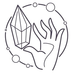 Magic stone or crystal in hands, occult esoteric