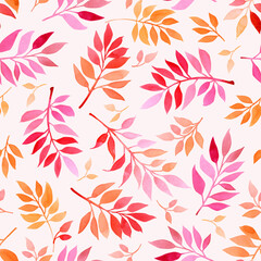 Fototapeta na wymiar Hand-drawn seamless pattern with multicolored rainbow twigs