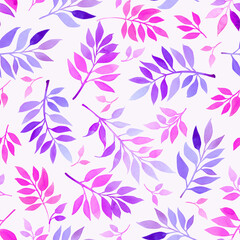 Hand-drawn seamless pattern with multicolored rainbow twigs