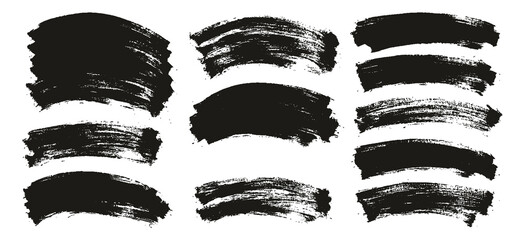 Flat Paint Brush Thin Long Curved Background High Detail Abstract Vector Background Set 