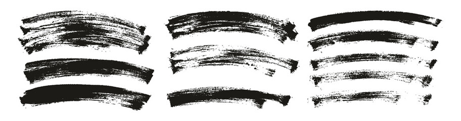 Flat Paint Brush Thin Long Curved Background High Detail Abstract Vector Background Set 