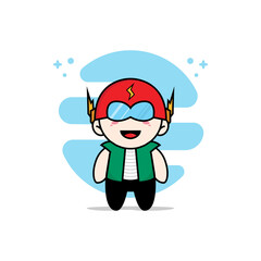 Cute men character wearing superhero costume.