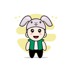 Cute men character wearing rabbit costume.