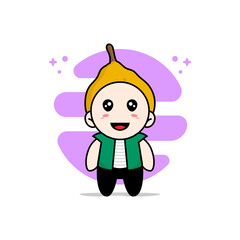 Cute men character wearing ugli fruit costume.