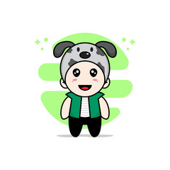 Cute men character wearing dog costume.