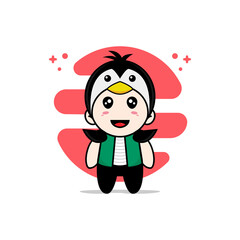 Cute men character wearing Penguin costume.