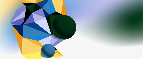 Trendy 3d geometric composition, design template for business or technology presentation, internet poster or web brochure cover