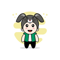 Cute men character wearing rabbit costume.