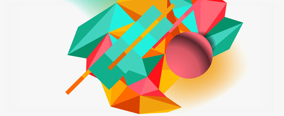 Trendy 3d geometric composition, design template for business or technology presentation, internet poster or web brochure cover